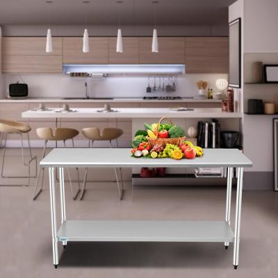 China Restaurant Kitchen Inductry Kitchen Commercial Stainless Steel Top Dining Table for sale