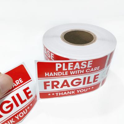 China Amazone Red Fragile Waterproof Shipping Label Caution Label Sticker Paper Sheet For Thermal Transfer Printer for sale