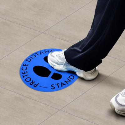 China Waterproof Custom Design Specialized 6ft Free Sample Elevator Sign Safety Distance Keep Social Distancing Rubber Floor Sticker Sign for sale