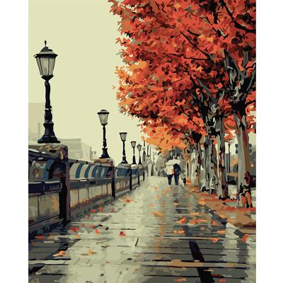 China New Custom OEM ODM Photo Design Kits Street Landscape Impressionism DIY Painting Classical/Postmodern By Numbers On Canvas for sale