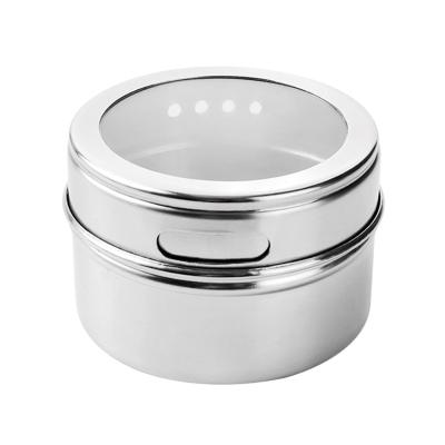 China New Sustainable Magnetic Spice Tins Stainless Steel Spice Tins Storage Container Spice Jar With Shaker Lid Magnetic Kitchen Organization for sale