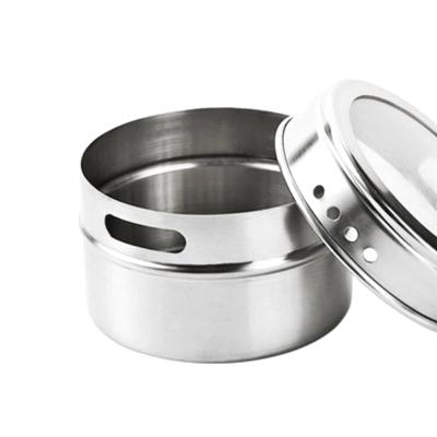 China Sustainable Canister Jar Metal Magnet Set Magnetic Canister Stainless Steel Tin Containers Spice Jar for sale