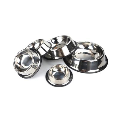 China Viable Wholesale Stainless Steel Dog Bowl / Cat Bowl With Rubber Base Pet Food Bowl Drinking Dish for sale