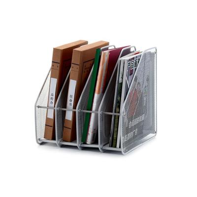 China Contemporary Folding Magazine Folder Holder Desk Organizer for Desktop Organization and Storage with 4 Vertical Compartments for sale