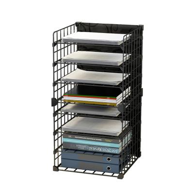 China Contemporary Hot Selling A4 Folder Rack Storage Letter Rack Document Organizer Multi-Layer Tray Stackable Office Storage Paper Rack for sale