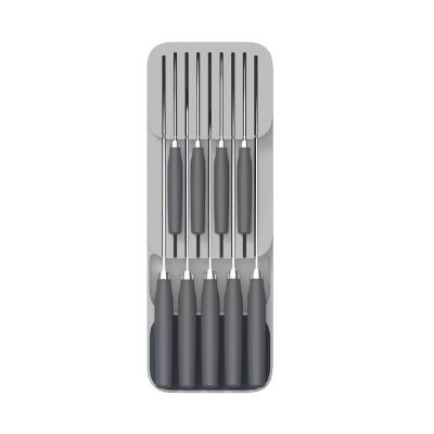 China Kitchen Sustainable Organizer Cutlery Storage Box Plastic Knife Block Holder Drawer Knives Fork Shelves Storage Rack Knife Holder Cabinet Spoon Tray for sale