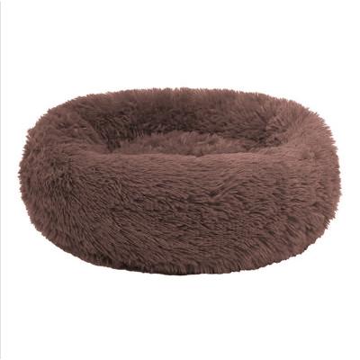 China New Winter Plush Dog Pet Beds Cat Nest Round Mat Durable Faux Fur Pet Products Waterproof Dual-Use Accessories for sale