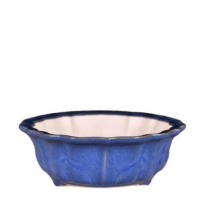 China Minimalist Yixing Round Ceramic Bonsai Pot With Flower Pattern High Quality Wholesale for sale