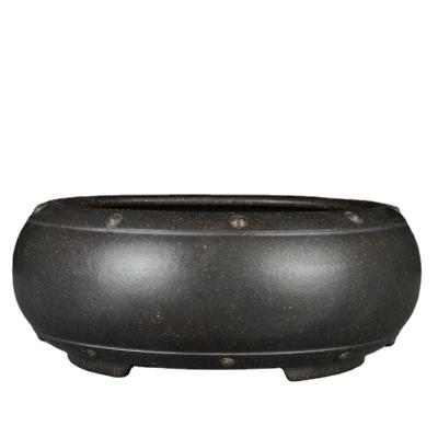 China CLASSIC China Yixing Bonsai Pot Unglaze Basin Round Purple Bonsai Pots With Dots for sale