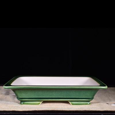 China Small Pot Green Plant Pot Style Ceramic Flower Pot Modern Minimalist Square Bonsai Pot For Garden Decoration Yixing China for sale