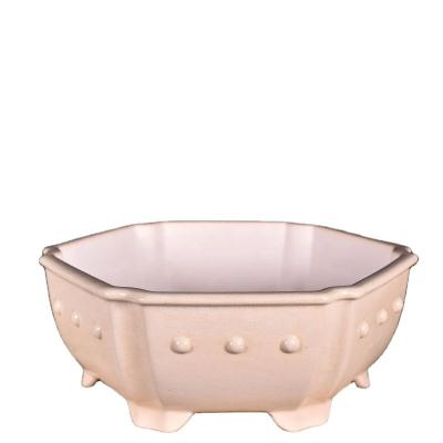 China Cheap Hexagon Style Bonsai Pot Minimalist European Ceramic Succulents Mini Potted Ornamental Plants Flowerpot for sale