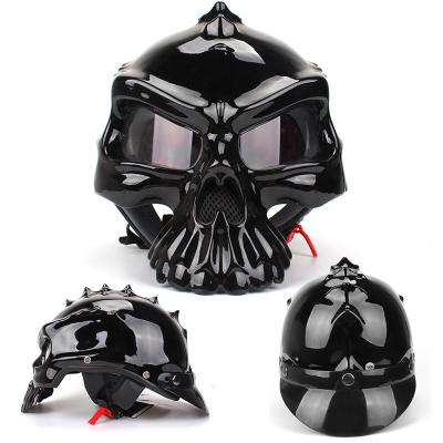 China Motorcycle ABS REALZION Half Skull Helmet Top Personality Retro Fashion Full Face Helmet For Universal for sale