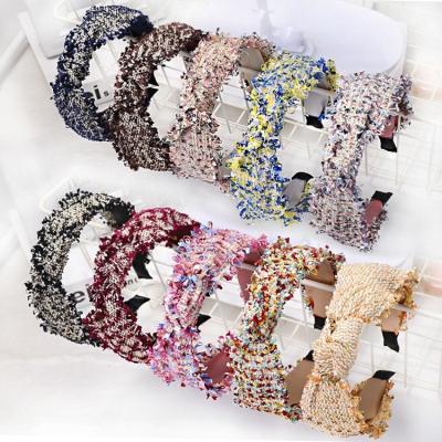 China Fashion High Quality Hair Accessories Headband Summer Knot Hair Band Balancing Tweed Circle Headbands For Women for sale