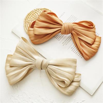 China MIO High Quality Korean Style Fashion Large Solid Color Simple Soft Cloth Bow Knot Women Hair Clips Head Accessories Clips for sale