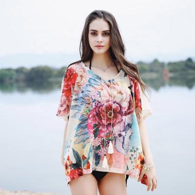 China MIO New Summer Fashion Women Sweater Beach Vacation Breathable Polyester Printed Clothing Tops Ladies for sale