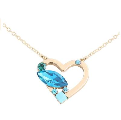 China Trendy Gold Plated Jewelry Ladies Fine Necklace Lover Designer Heart Shaped Crystal Necklace for sale