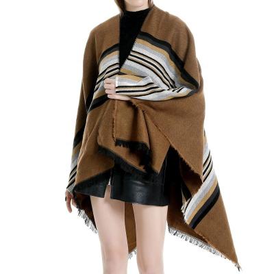 China Clothing Decoration Women Winter Shawl Wrap Poncho Reversible Oversized Cover Up Cardigan Knitted Coat Cape Dress for sale