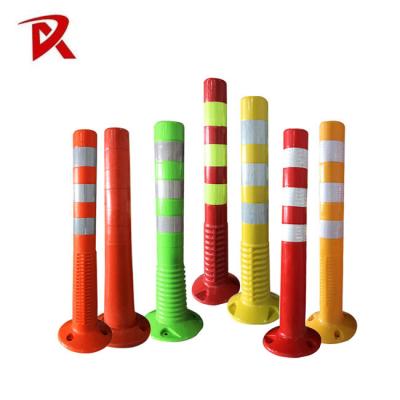 China 750mm PU Spring Post Orange Warning Post Traffic Bollard Reflective Delineator for sale