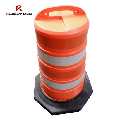 China Highly Cost-effective HDPE Reflective Road  Drum Warning Barrier For Traffic Safety for sale