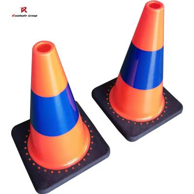 China PVC Flexible Traffic Cones 45cm Height Road Warning Plastic Safety Cones for sale