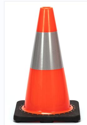 China Highly Flexible And Durable Orange Top Reflective Foam PVC Traffic Cones for sale