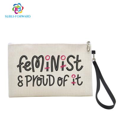 China Zipper Women Fashion Bag Sublimation Fashionable Textile Handy Small Canvas Clutch Bag With Zipper for sale