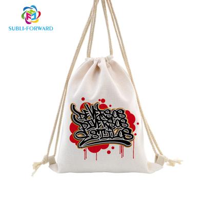 China Drawstring Wholesales Sublimation Blanks Textile Canvas Drawstring Bag for sale