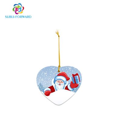 China Diy Christmas Hanging Ornaments Sublimation Christmas Decorations White Christmas Tree Pendants Ceramic Eco-friendly Transfer Ceramic Pendant for sale