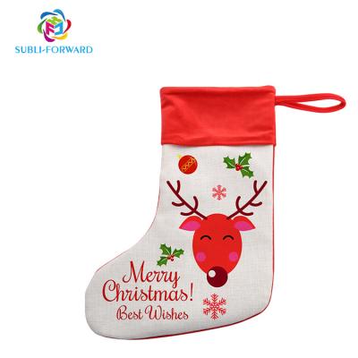 China Simple High Quality Wholesale Sublimation Fabrics Printing Christmas Decoration Hot Selling Canvas Stockings for sale