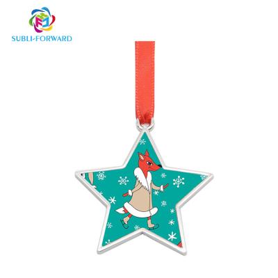 China 2022 New Fashionable and Beautiful Design Sublimation Blank Metal Christmas Bell Supplier Decoration Blank Christmas Ornaments for Home Decoration Star for sale