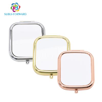 China Double Sided Rose Gold Pocket Metal Mirror Blanks For Sublimation Printing for sale