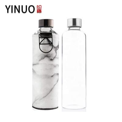 China High Quality Sustainable Borosilicate Crystal Glass 500ml 750ml Sport Glass Water Bottle With Straw for sale