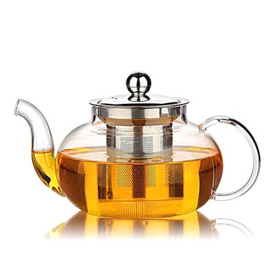 China Borosilicate Glass Sustainable Heat Resistant Teapot With Stainless Steel Infuser for sale