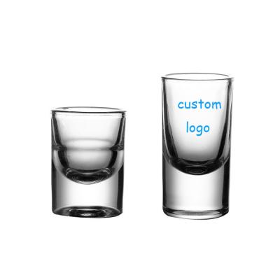 China Custom Heavy Low Shot Glass Tequila Cocktail Glass Logo Cup Shot Glass Set Super Flint for sale