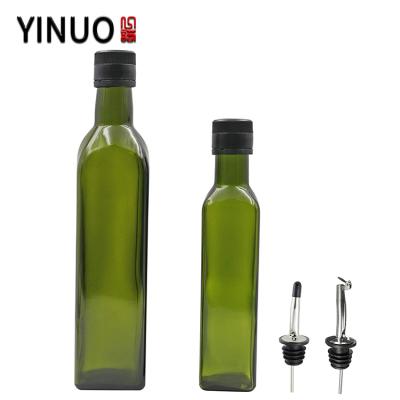 China Square Beverage Glass Bottle 250ml 500ml 750ml logo-printing olive oil glass bottle with cap for sale