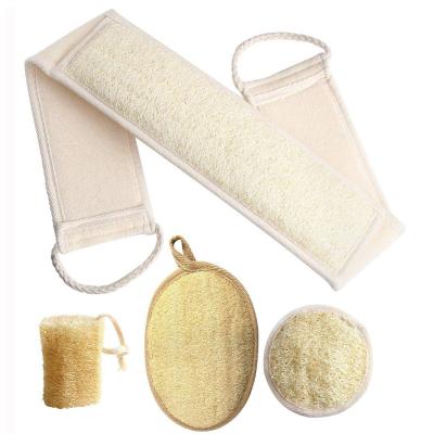 China EXFOLIATE Long Shape Belt Organic Biodegradable Loofah Sisal Sisal Bath Shower Linen Body Scrubber Exfoliating Belt for sale