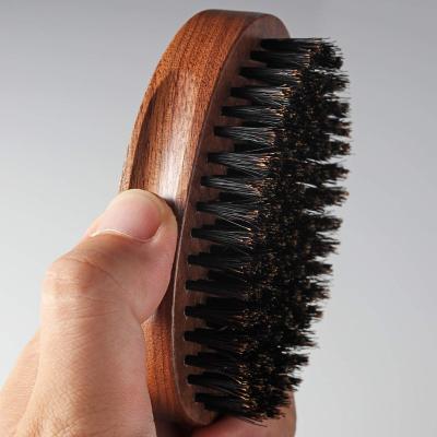 China Fan Brush Round Shape Wood Black Boar Hair Beech Beard Brush for sale