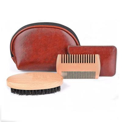 China Wholesale Hot Selling Fan Brush Men Beard Shaping Styling Gauge Transparent Men's Beauty Tools For Hair Boar Bristle Beard Brush for sale