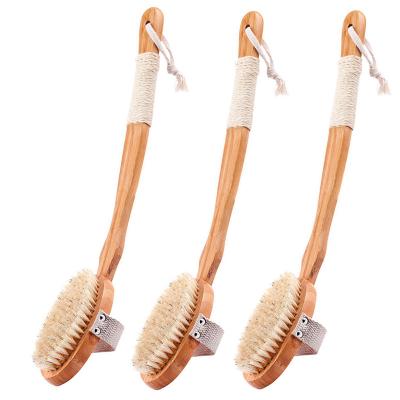 China Vegan Premium Japanese Natural Hair Sisal Brush Long Handle Quality Wooden Body Dry Bath Brush for sale