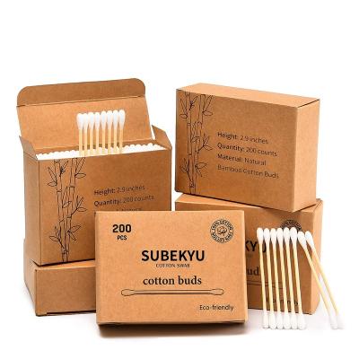 China Daily Personal Beauty Care High Quality Biodegradable Buds For Ear Cleaning Makeup Application Safe Sustainable Organic Bamboo Cotton Pads for sale