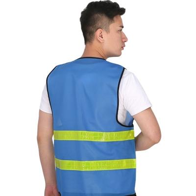 China Adult 120g Polyester Night Safety Protection Factory Promotion High Visibility Mesh High Reflective Two Lateral Belt Safety Reflective Vest for sale