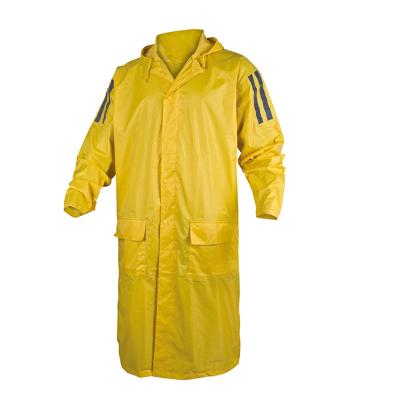 China High Visibility Waterproof Quick Drying Men's Fast Drying Long Raincoat Working One Piece Raincoat With Fluorescent Tape for sale