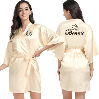 China Birthday Party Queen and Platoon Robe Satin QUICK DRY Pajamas Plus Size Dressing Gown Pajamas Wedding Abito DA Stain Gold Writing Kimono Robe for sale