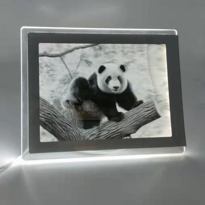 China Advertising Display Photo Frame 3D Frame Picture Frame Acrylic LED Display Stand With Crystal Base Rectangle /square for sale