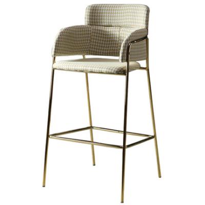 China Wholesale Modern Nordic Large Metal Velvet Gold Furniture Counter Bar Stool Style High Back Chair With Back Foshan for sale