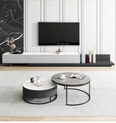 China New Design Extendable Luxury Design Coffee Table Set Extendable Fit TV Stand Table With Cabinet for sale