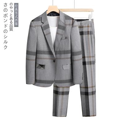 China Anti-wrinkle office men's business casual wear plaid suit for men office suits for formal suit for men for sale