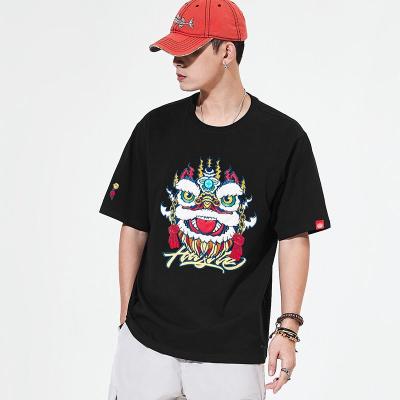 China Anti-wrinkle 2021 summer men's casual T-shirt men's streetwear embroider oversized T-shirt men's T-shirt for sale