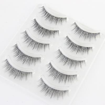 China Sensitive natural line Japanese terrier cos wick cotton false eyelashes 5 pairs nature thin pointed tail cross wicks for sale