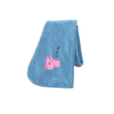 China Swim. House. Thermal station. Travel. Embroidery Cute Animal Absorbent Hotel Pig Dry Hair Cap Hair Dryer Cap Soft Microfiber Towel for sale